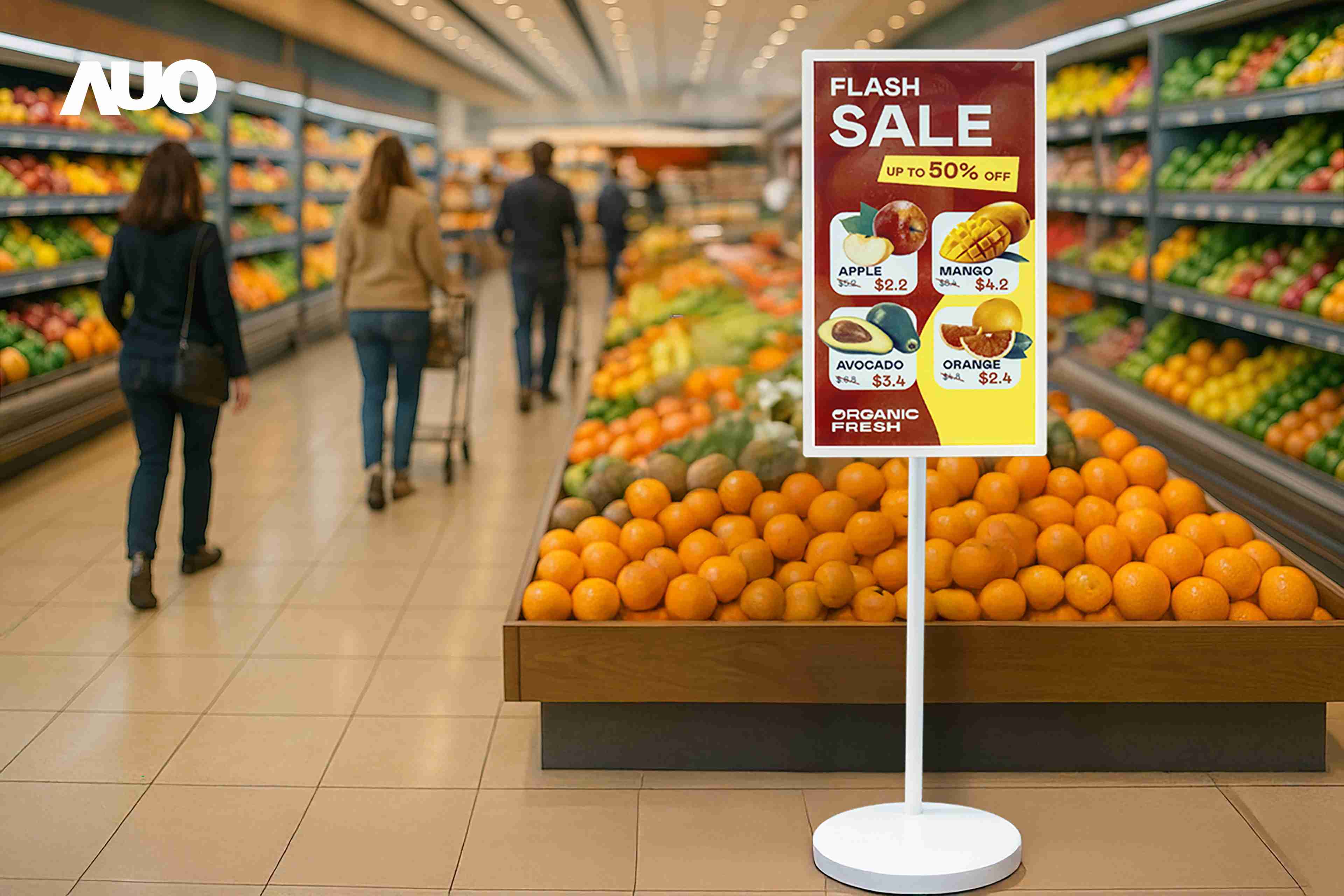 达擎首亮相低功耗、、全彩的〝aecoPost电子纸解决方案〞，，仅在更新画面时需要微量的电力驱动，，，无需布建电线的便捷设计，，，，使其可灵活应用、、、随意置放，，，并可透过云端或行动装置app，，，，轻松管理及排程广告内容，，晋升店头营销利器。。